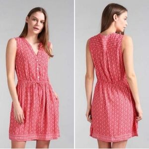 Gap floral sleeveless pin tucked shirtdress in salmon orange pink